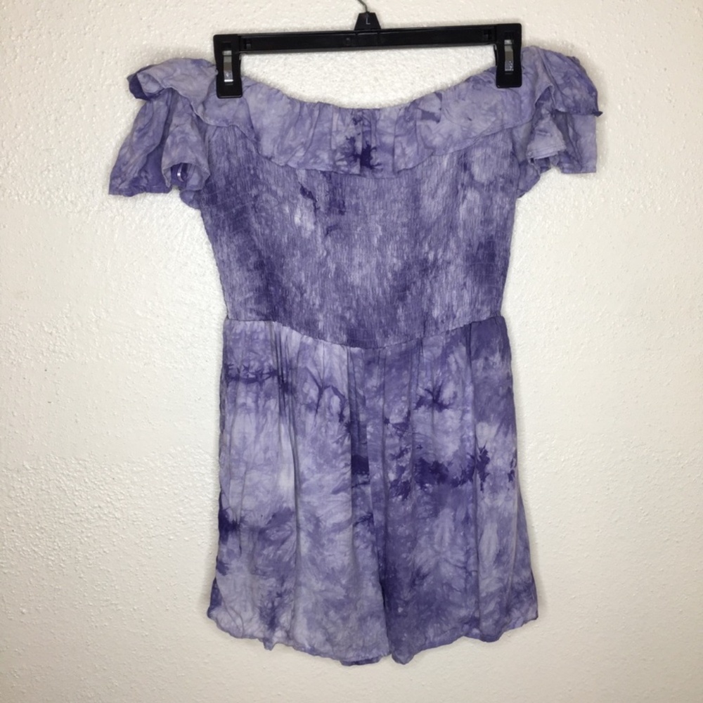 Altar'd State Smock Tie Dye Off the Shoulder Romper L